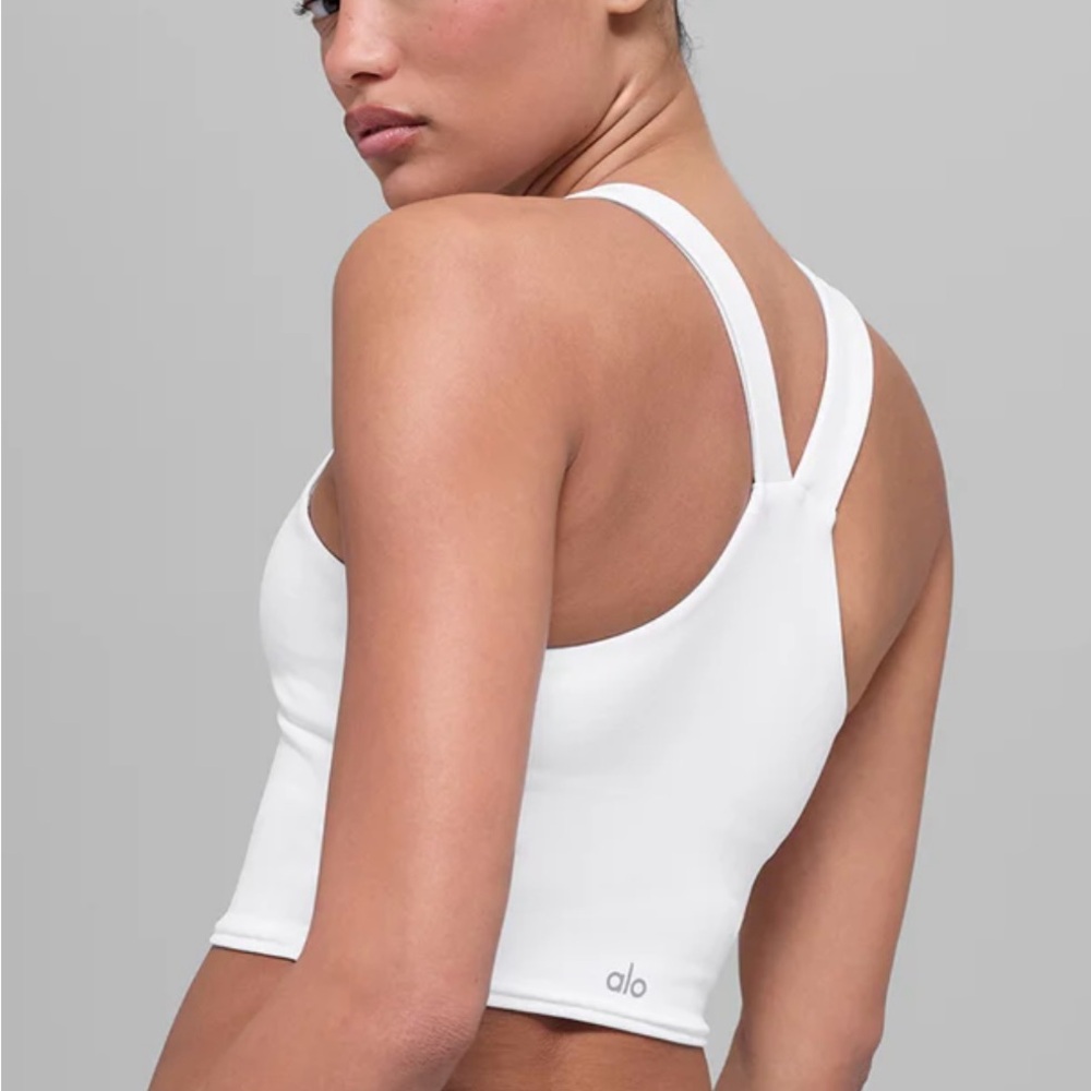ALO Yoga White Racerback Tank Crop Top